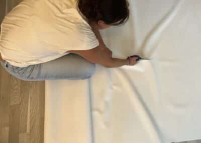 Atelier découpe de matière pour le projet Lacoste
